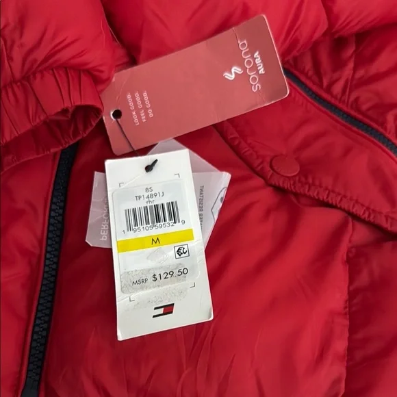 Tommy Hilfiger Vibrant Red Quilted Jacket - Medium NWT - Picture 2 of 10